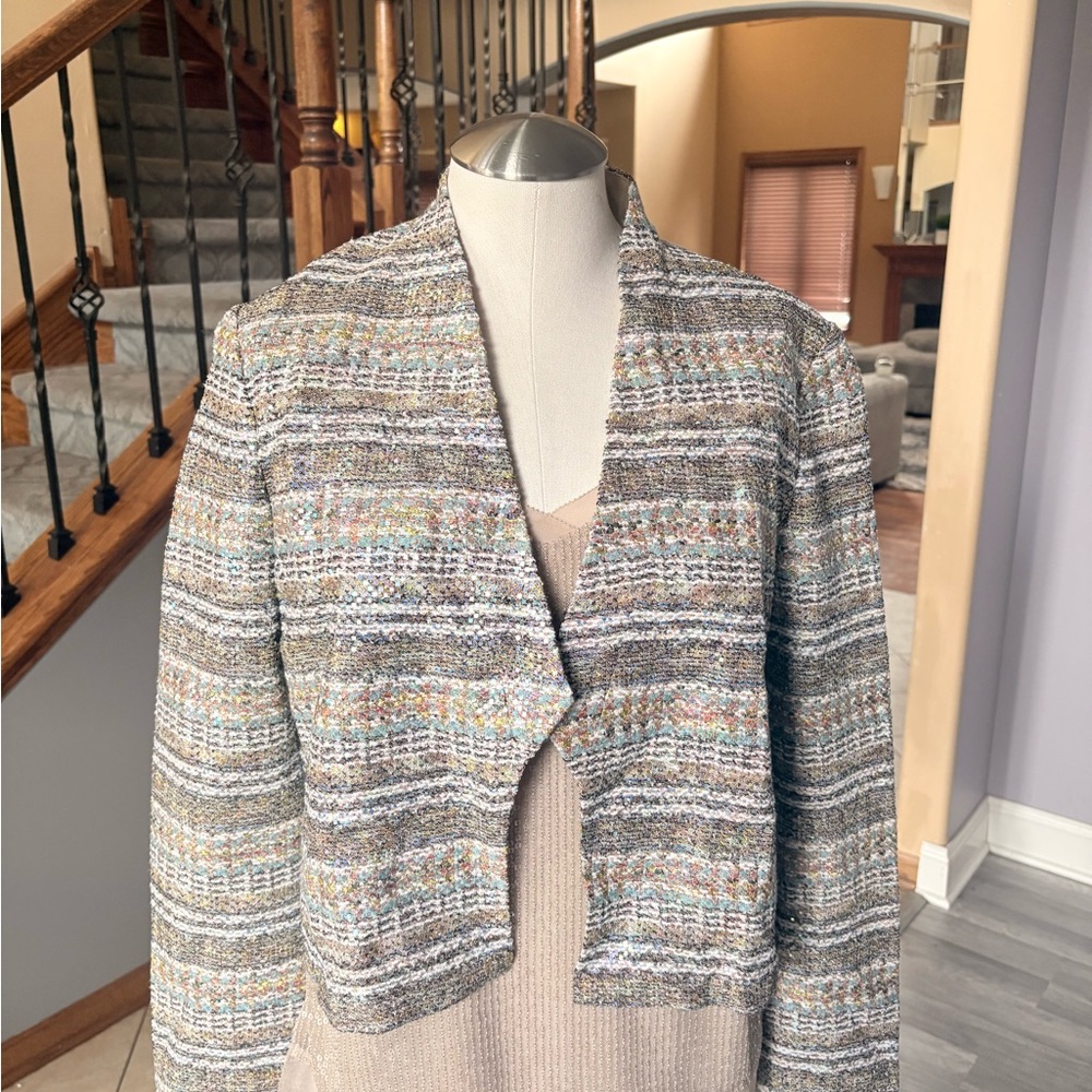 St. John Multicolor Tweed Sequin Jacket